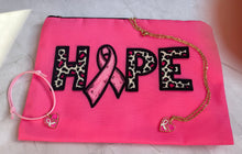 Charger l'image dans la galerie, Pochette cadeau octobre rose parure collier cœur ruban Hope et bracelet doré