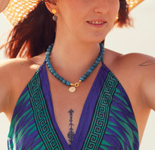 Charger l'image dans la galerie, Collier OCTAVE avec pierre en apatite bleue
