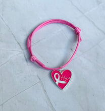 Charger l'image dans la galerie, Pochette cadeau octobre rose parure collier cœur ruban Hope et bracelet argent