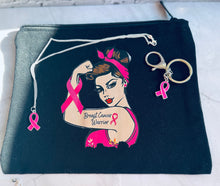 Charger l'image dans la galerie, Pochette cadeau octobre rose parure collier ruban rose et porte clé