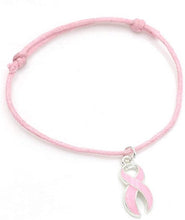 Charger l'image dans la galerie, Bracelet Octobre Rose Lutte Contre Le Cancer en Coton Rose Coulissant et Ruban Rose. Octobre Rose