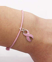 Charger l'image dans la galerie, Bracelet Octobre Rose Lutte Contre Le Cancer en Coton Rose Coulissant et Ruban Rose. Octobre Rose