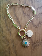 Charger l'image dans la galerie, Charms pendentif HORUS soleil doré avec oeil bleu