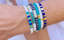 Charger l'image dans la galerie, Bracelet NARA en perle japonaises blanc, bleu et doré