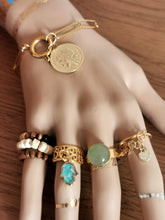 Charger l'image dans la galerie, Bague FLORENCE avec boule doré et breloque clé et coeur