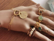 Charger l'image dans la galerie, Bague FLORENCE avec boule doré et breloque clé et coeur