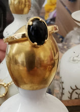 Charger l'image dans la galerie, Bague Aretha en plaqué or et onyx noire