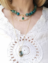 Charger l'image dans la galerie, Collier ALFRED avec pierre en agate veine de dragon verte