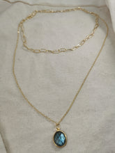 Charger l'image dans la galerie, Collier EMMANUELLE double maille rectangle et maille fine avec pendentif en pierre naturelle