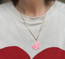 Charger l&#39;image dans la galerie, Collier octobre rose en acier inoxydable doré à l’or fin pendentif cœur avec ruban rose
