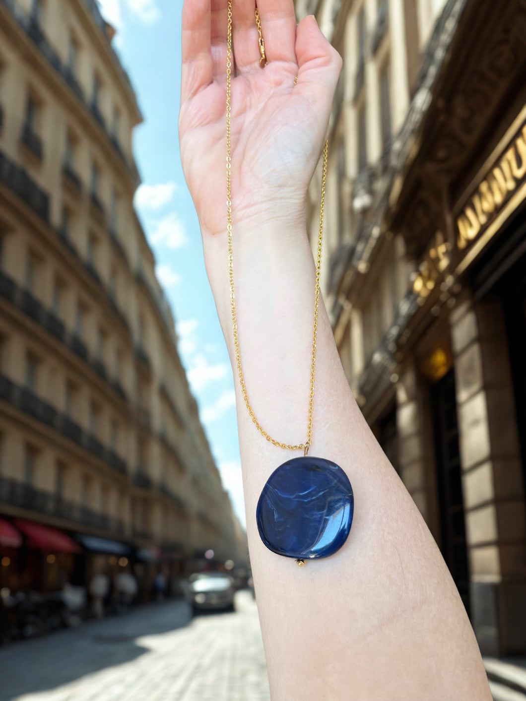 Collier COCO avec pendentif en résine et acier inox