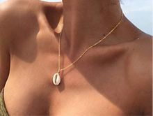 Charger l&#39;image dans la galerie, Collier Pendentif Coquillage Naturel Chaine Argenté
