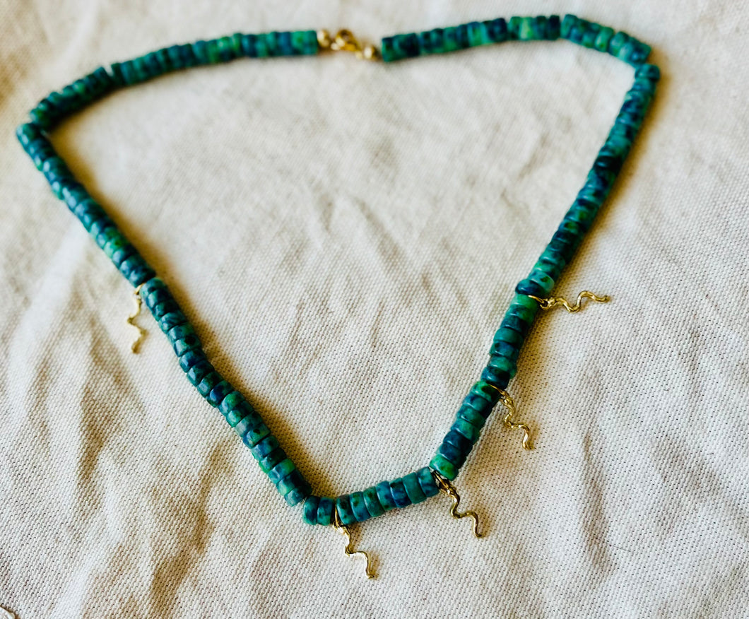 Collier OTHMAN avec pierre  en chrysocolle
