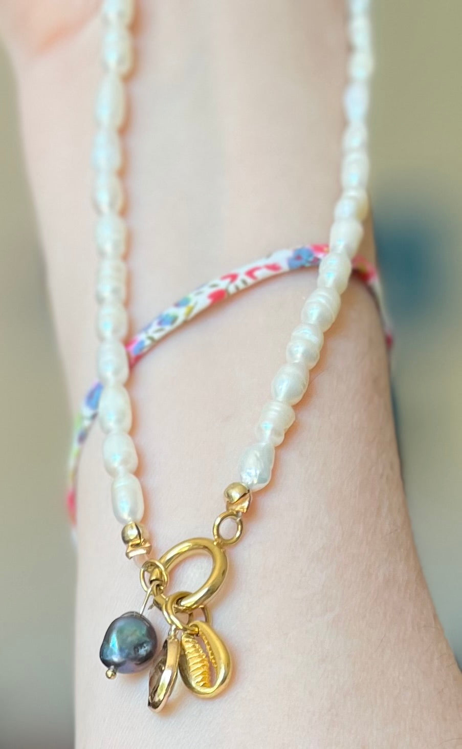 Collier MOANA avec perle d'eau douce blanche nacrée