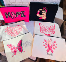 Charger l&#39;image dans la galerie, Pochette cadeau octobre rose parure collier cœur ruban Hope et bracelet
