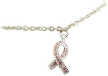 Charger l&#39;image dans la galerie, Bracelet Octobre Rose - Lutte Contre Le Cancer avec Ruban Strass Rose

