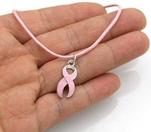 Charger l&#39;image dans la galerie, Bracelet Octobre Rose Lutte Contre Le Cancer en Coton Rose Coulissant et Ruban Rose. Octobre Rose
