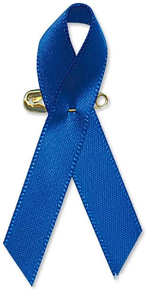 Pin's Ruban Bleu en Tissu sur Une épingle. Mars Bleu. Lutte Contre Le Cancer Colorectal