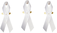 Charger l&#39;image dans la galerie, Lot de 3 Pin&#39;s Broche Ruban Blanc en Tissu sur Une épingle. Rubans Contre la Violence Faites aux Femmes
