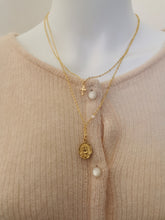 Charger l&#39;image dans la galerie, Collier Marie Jesus Deux Rangs Chaine croix crucifix et médaille de la vierge Marie
