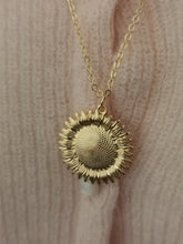 Charger l&#39;image dans la galerie, Collier CLYTIE Deux Rangs chaine maille rectangle et forçat avec fleur de tournesol
