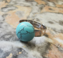 Charger l&#39;image dans la galerie, Bague Chenoa argenté et turquoise
