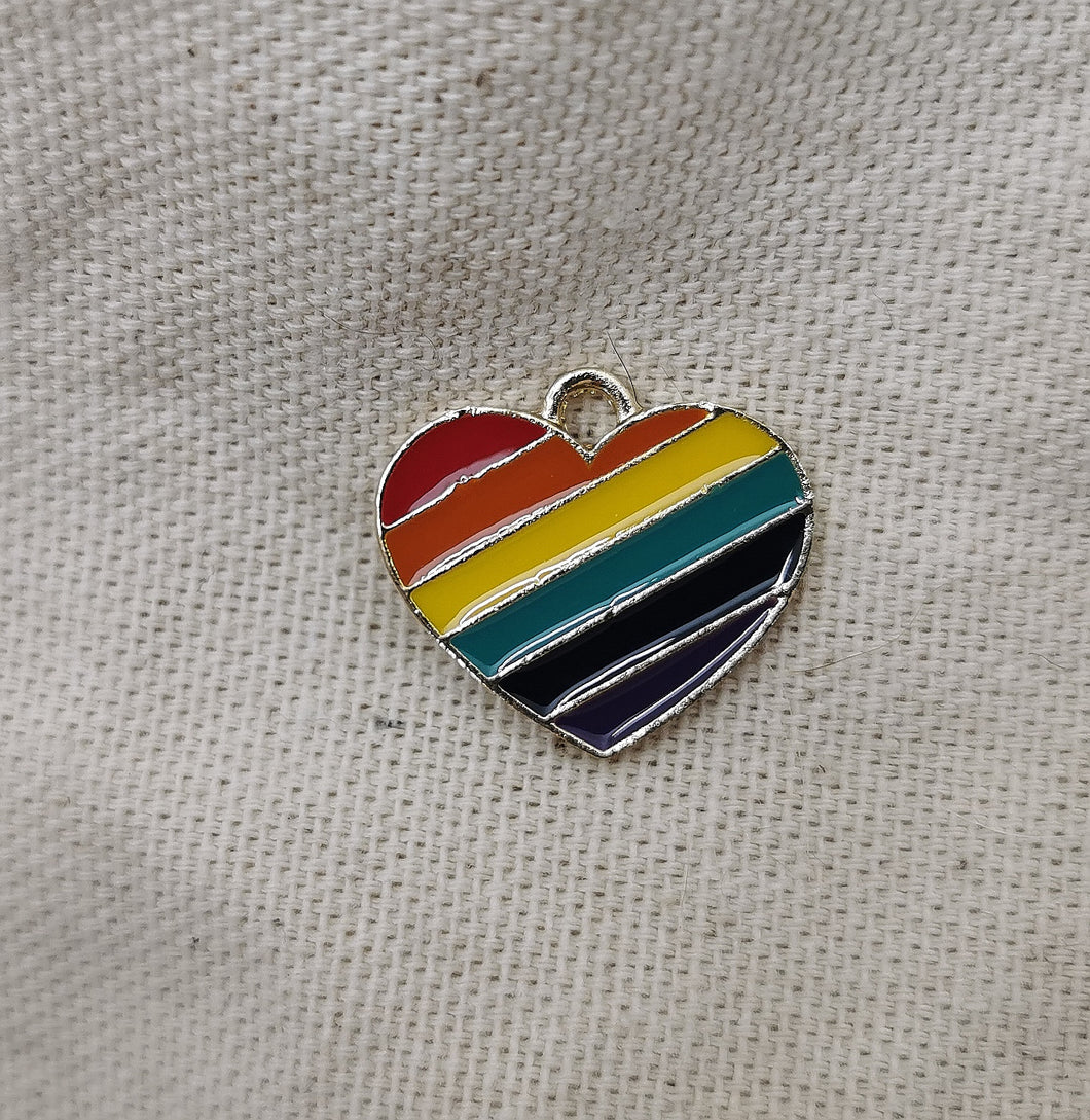 Charms pendentif GEORGE coeur doré et arc en ciel