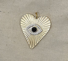 Charger l&#39;image dans la galerie, Charms pendentif ISIS coeur doré avec oeil noir
