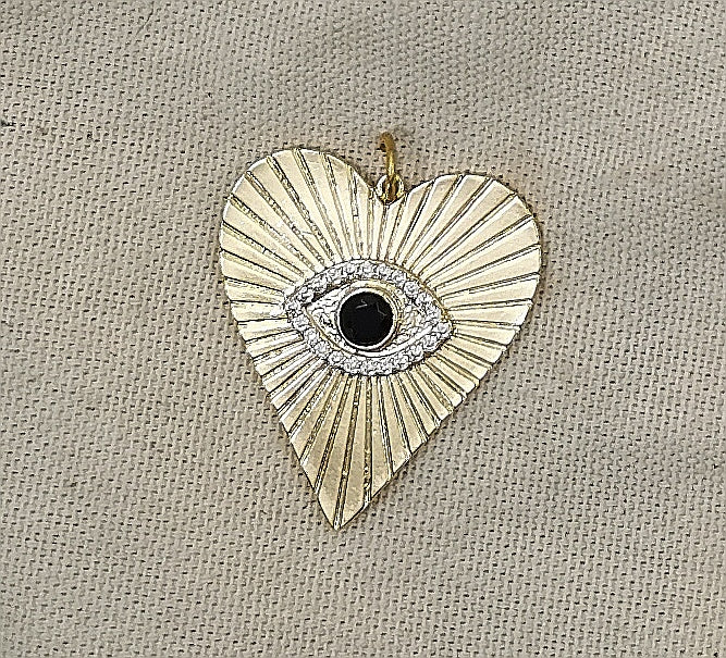 Charms pendentif ISIS coeur doré avec oeil noir