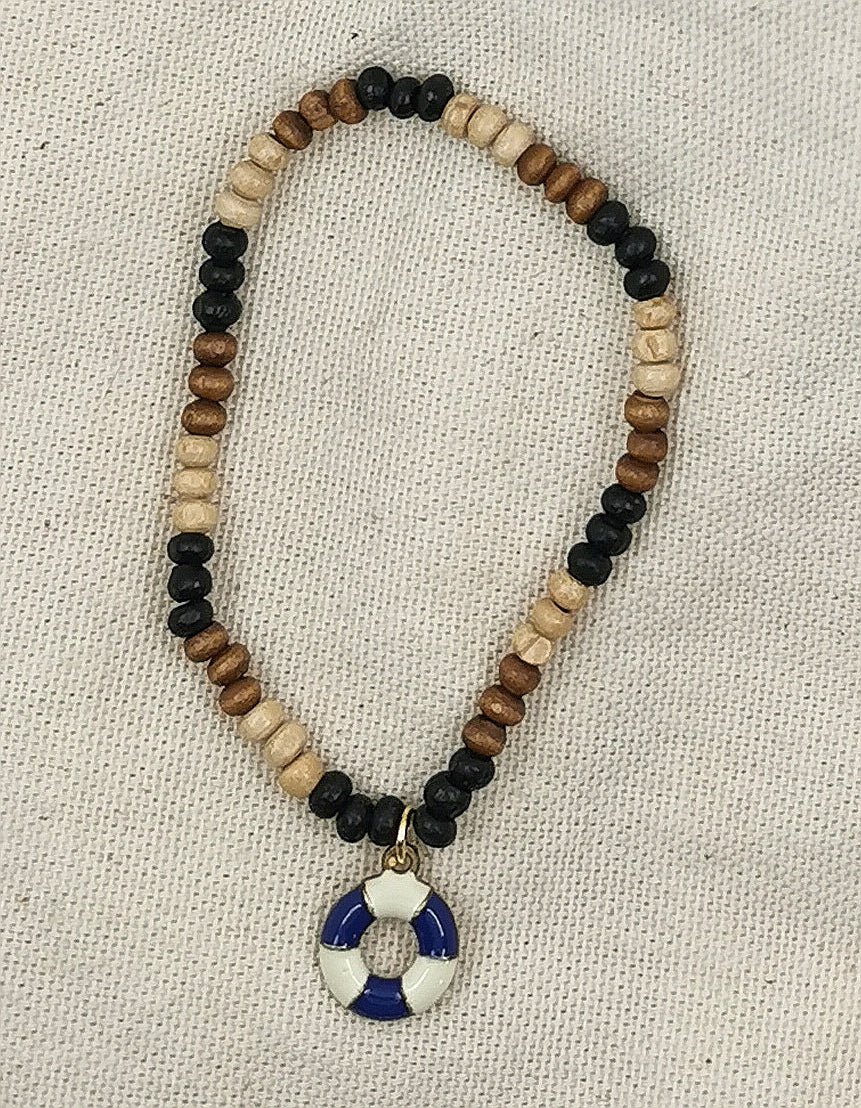 Bracelet MAYFLOWER avec perle en bois et pendentif bouée