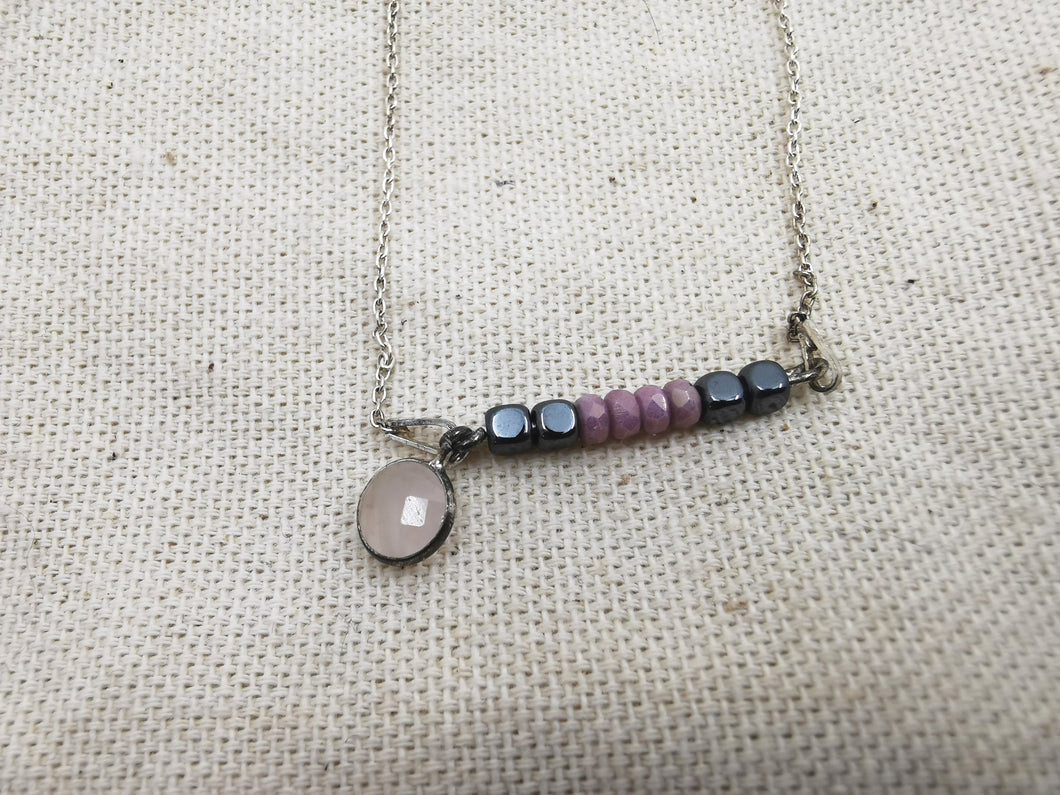 Bracelet CAMILLE en argent 925 avec perle et pierre quartz rose