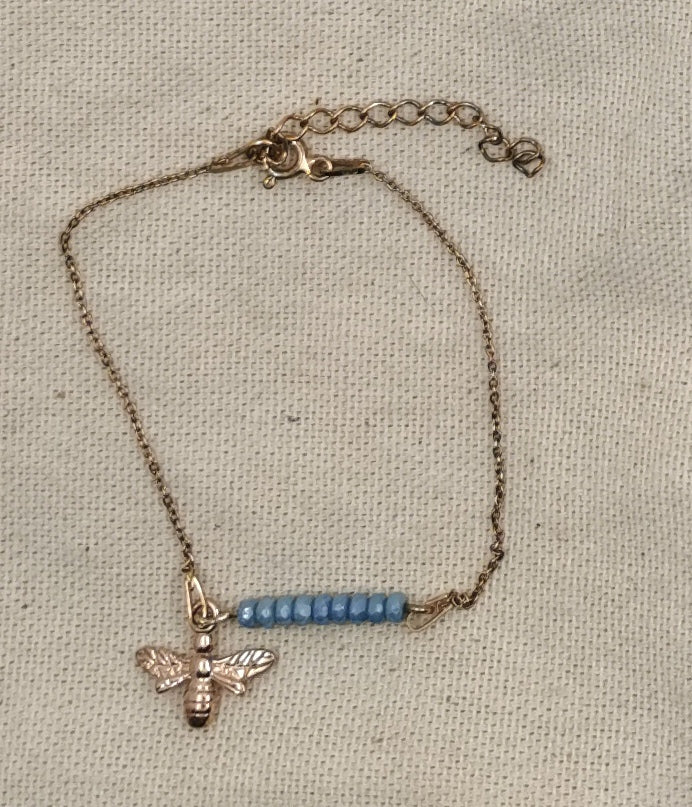 Bracelet MAYA en argent 925 doré rose avec une abeille