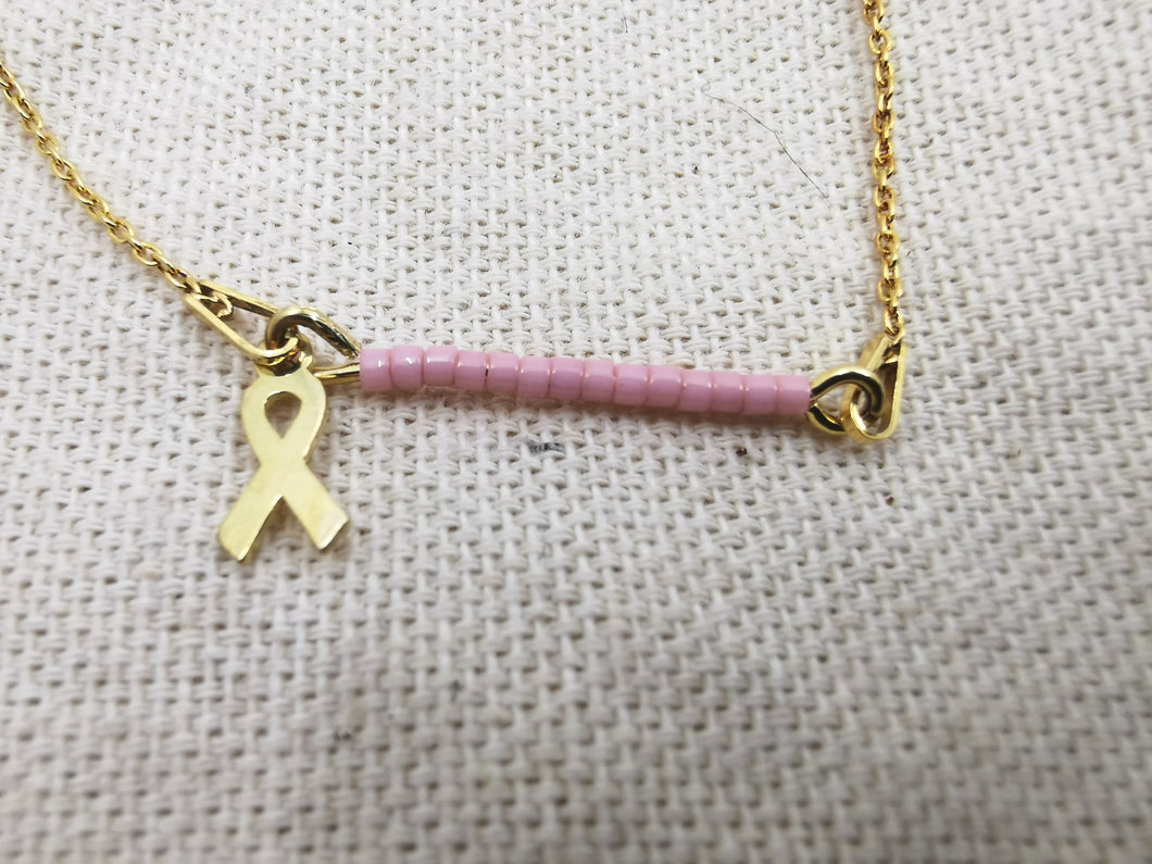 Bracelet ELPIS en argent 925 doré avec ruban doré cancer