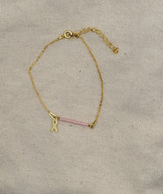 Charger l&#39;image dans la galerie, Bracelet ELPIS en argent 925 doré avec ruban doré cancer
