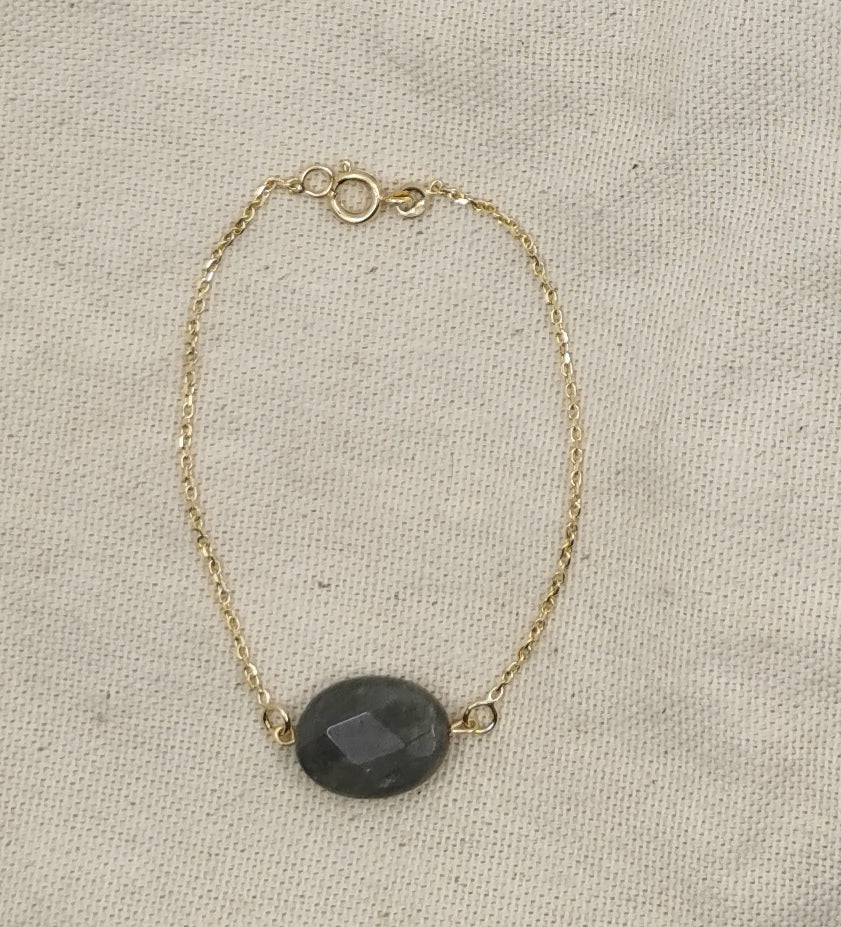 Bracelet Agnès en plaqué or avec labradorite