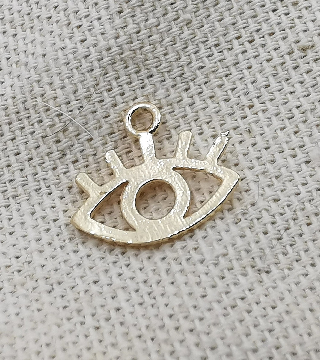 Charms pendentif MYRIAM oeil avec cils en plaqué or