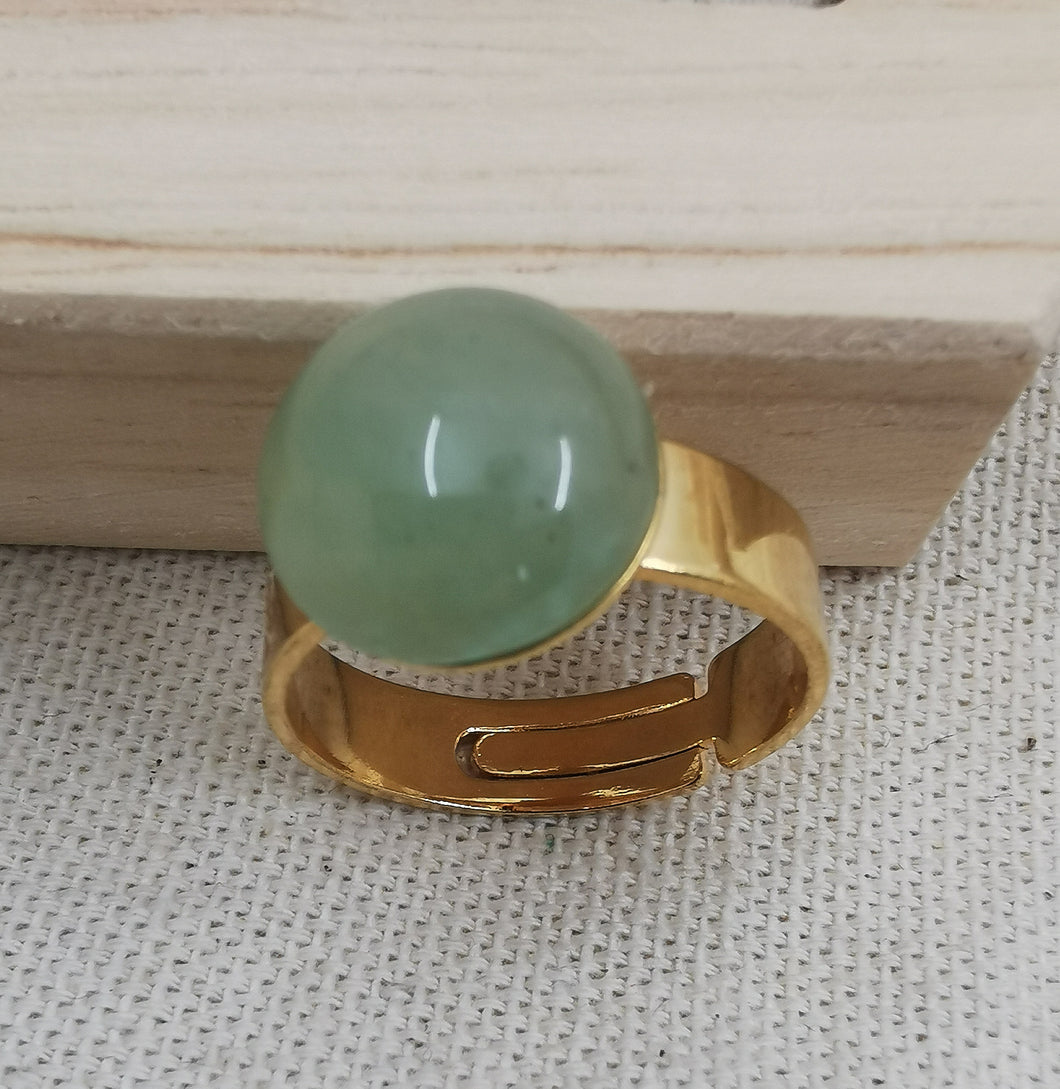 Bague Degas doré et aventurine verte