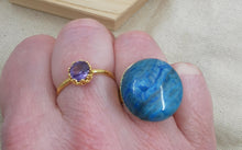 Charger l&#39;image dans la galerie, Bague Celine doré satiné et onyx bleue

