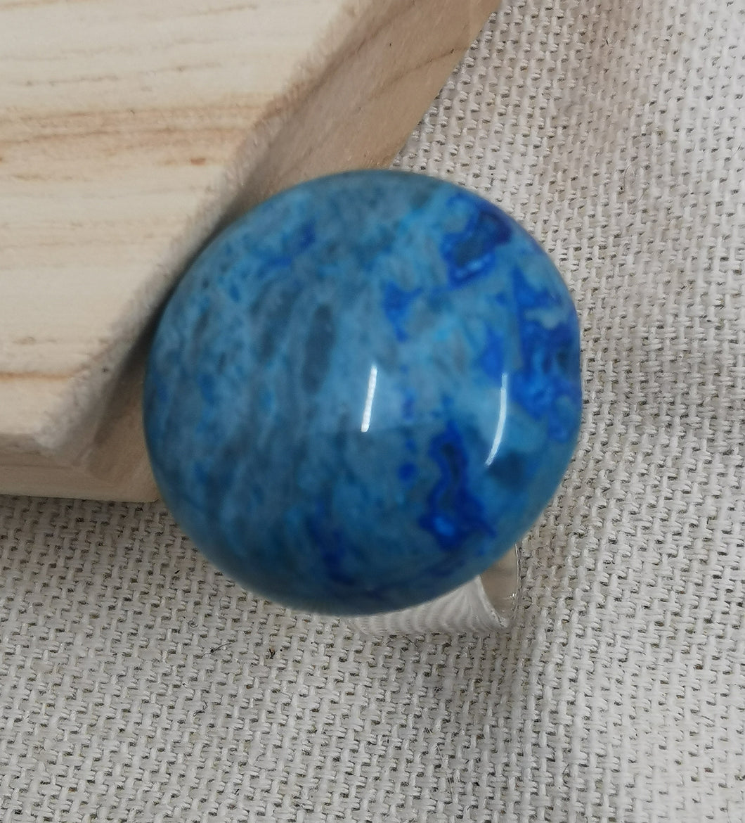 Bague Celine argenté et onyx bleue