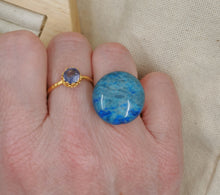 Charger l&#39;image dans la galerie, Bague Celine argenté et onyx bleue
