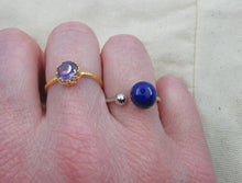 Charger l&#39;image dans la galerie, Bague Cora avec boule argenté et lapis lazulli
