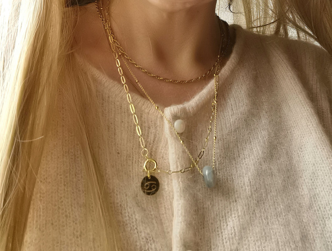 Collier ALEXANDRINE petite maille rectangle en plaqué or pour charms
