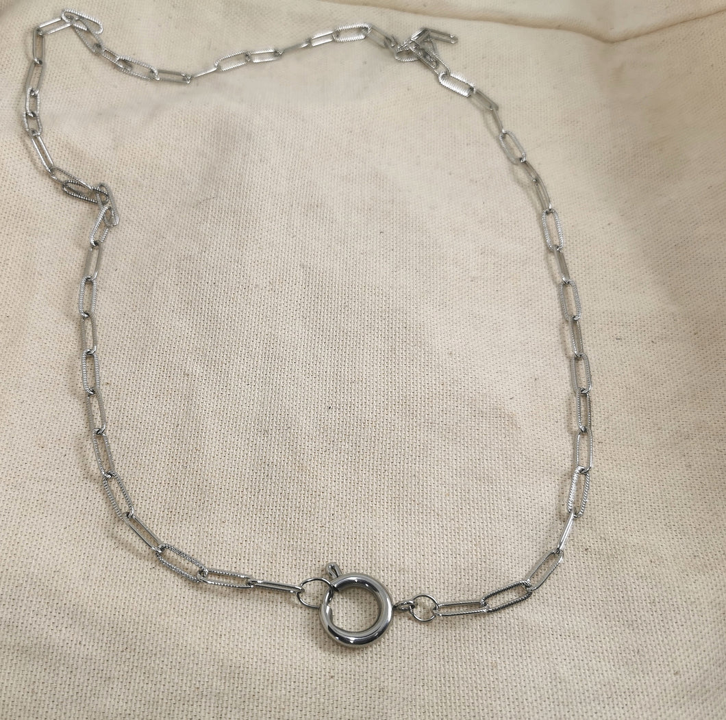 Collier MARTIN maille rectangle avec gros fermoir spécial charms