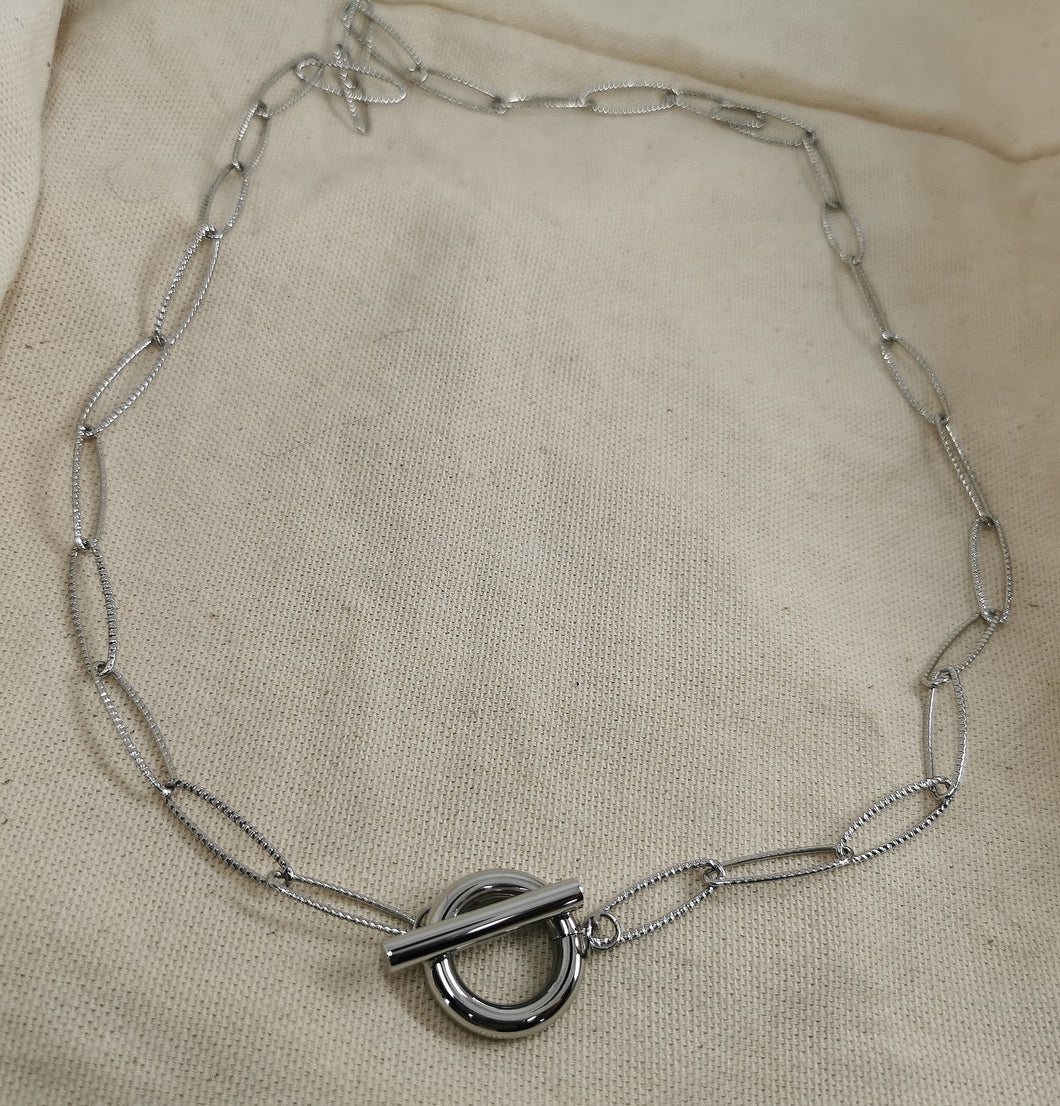 Collier TONY grande maille rectangle avec fermoir en T
