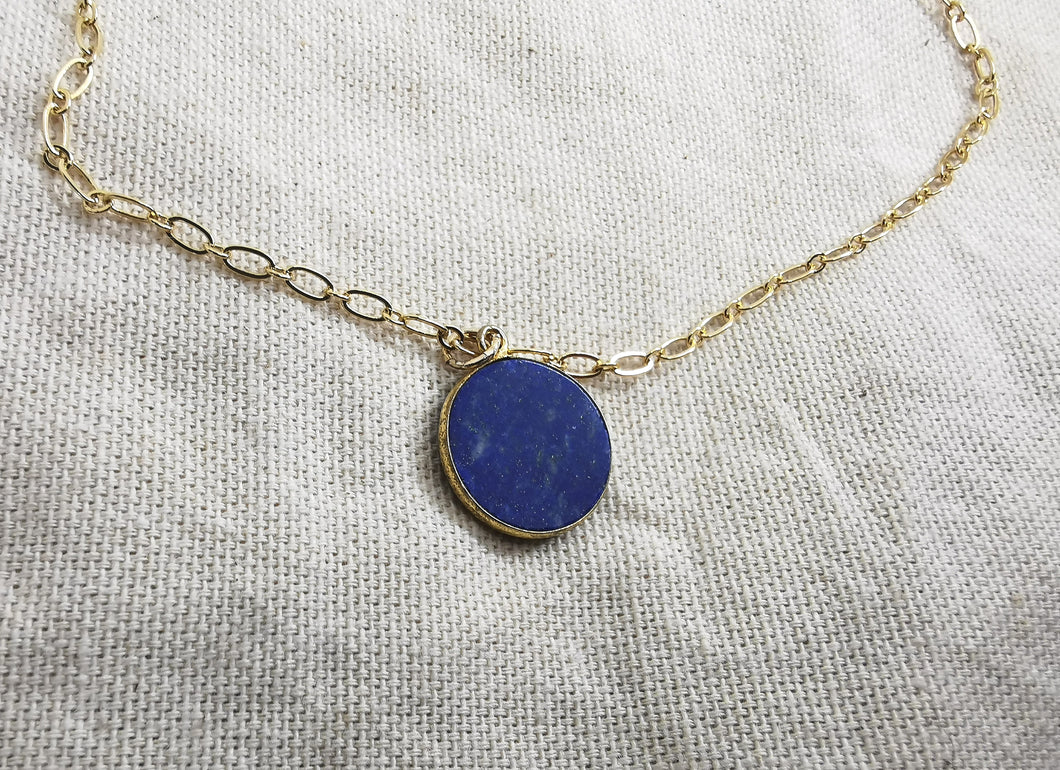 Collier NOAH en plaqué or avec pierre ronde