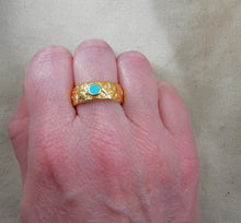 Charger l&#39;image dans la galerie, Bague ZANTE gravure feuilles et turquoise
