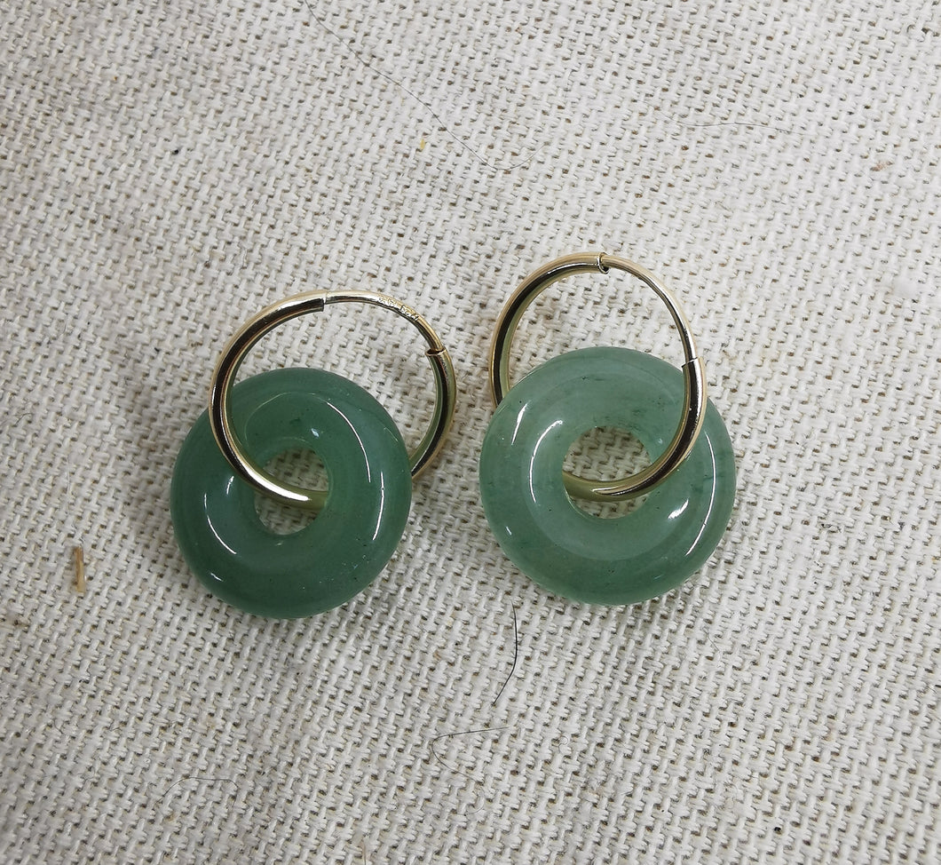 Boucle oreille LUCE petite créole donut en pierre naturelle