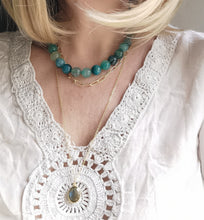 Charger l&#39;image dans la galerie, Collier ALFRED avec pierre en agate veine de dragon verte
