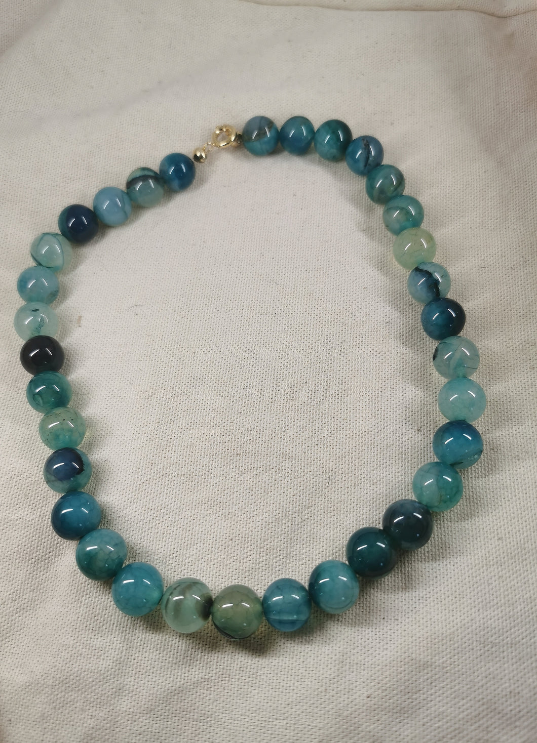 Collier ALFRED avec pierre en agate veine de dragon verte