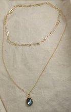 Charger l&#39;image dans la galerie, Collier EMMANUELLE double maille rectangle et maille fine avec pendentif en pierre naturelle
